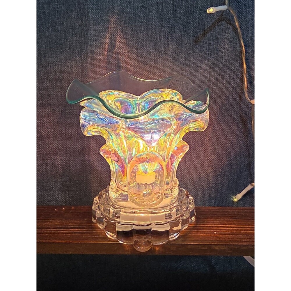 Iridescent Glass Hibiscus Electric Wax Warmer Fragrance Lamp - Picture 12 of 16